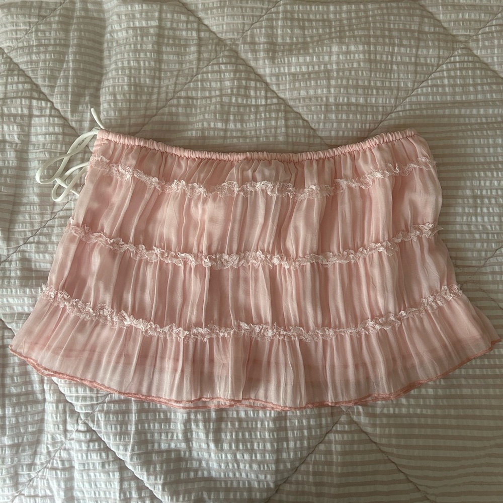 Edikted pink ruffle mini skirt